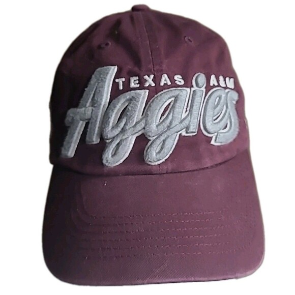 Texas A&M Aggues 47 Brand Script  Adjustable Cap Embroidered Maroon White Gray - Picture 5 of 8